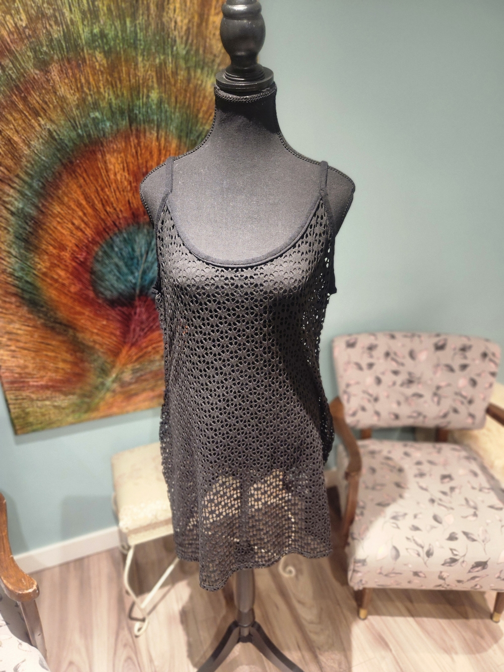 Black Crochet Tank Cover-Up